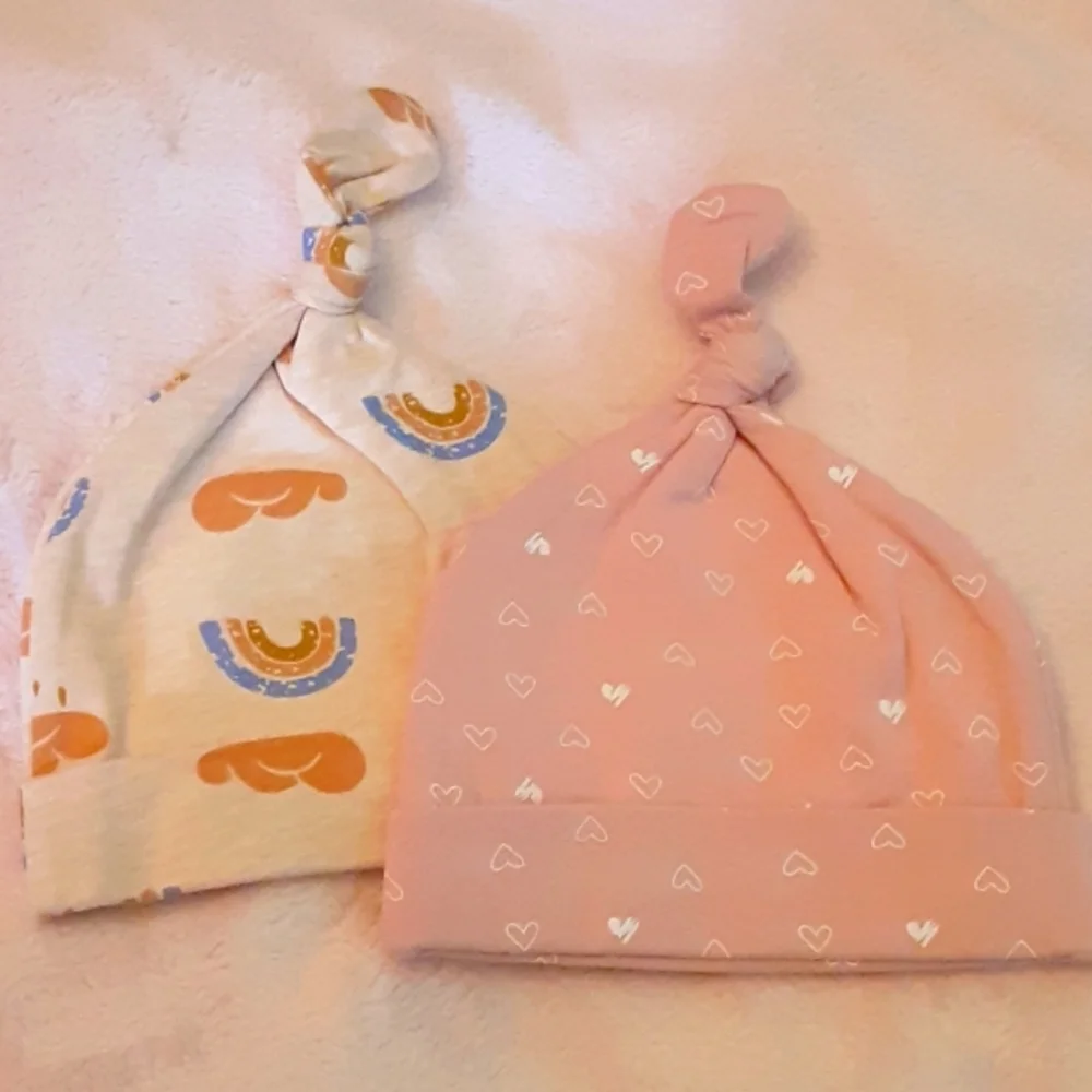 LyEn Baby newborn infant caps set 2 pink NEW